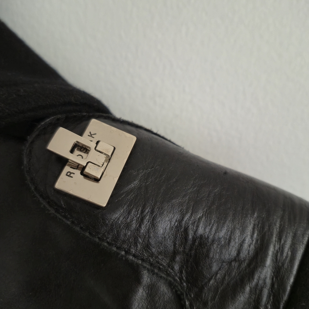 Rudsak Black Wool Coat/ peacoat/ jacket with Leeather Trim , Women Size M - Picture 6 of 16